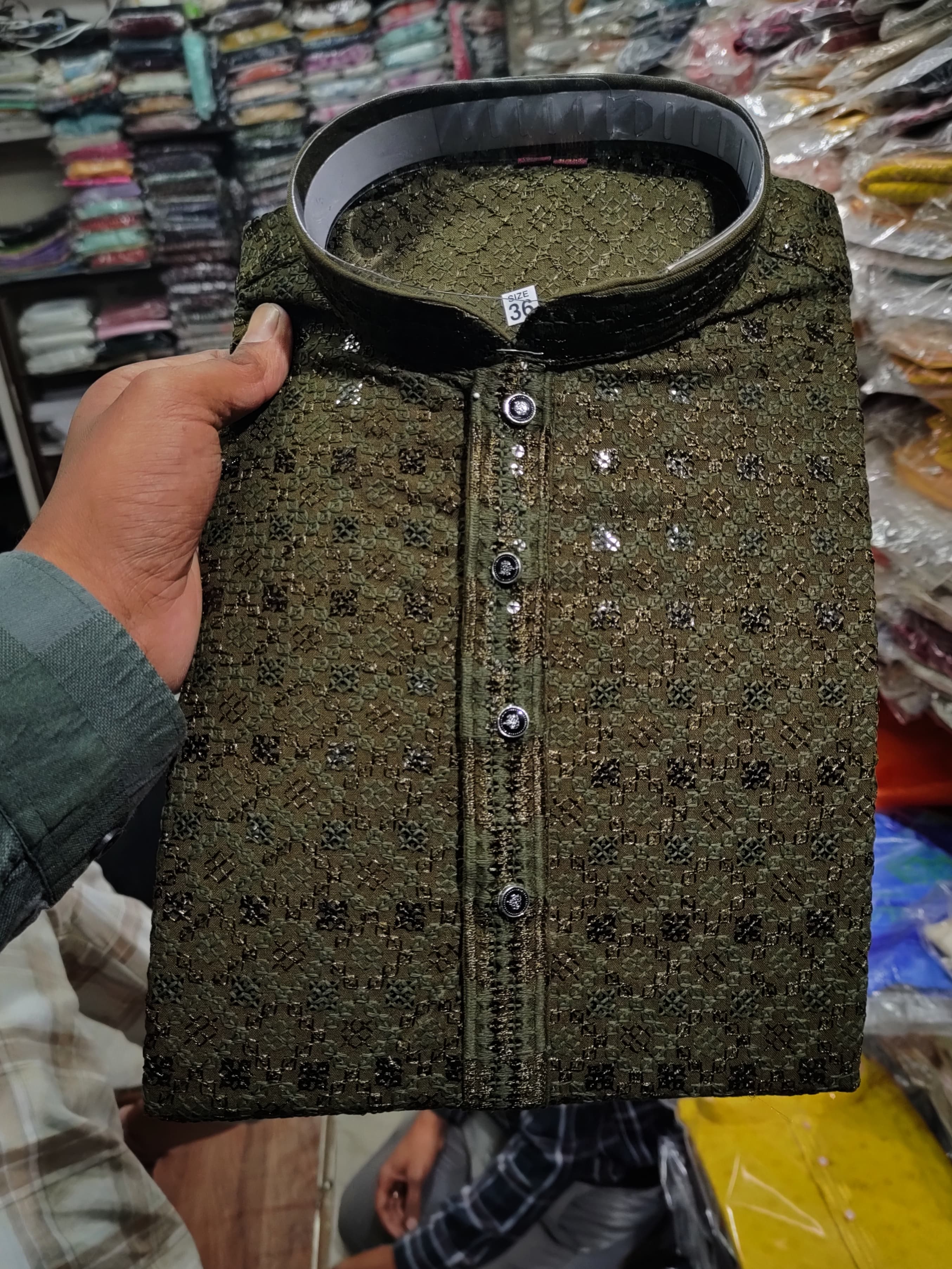 Embrace Tradition with Style: The Perfect Mehndi Green Chikan Kurta for Men | AADI STORES