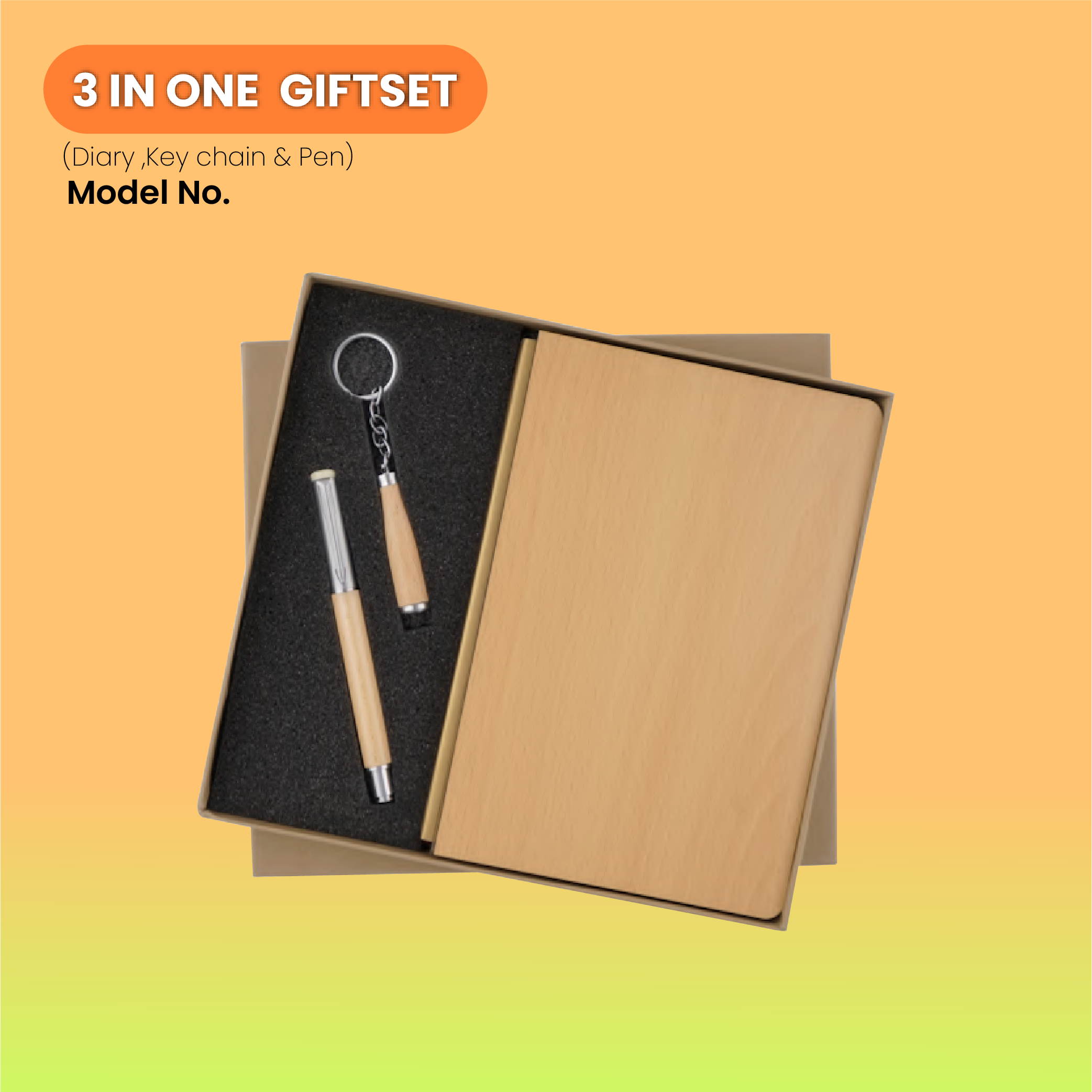 The Perfect Corporate Gift: 3-in-1 Wooden Notebook Diary, Pen, and Keychain Set