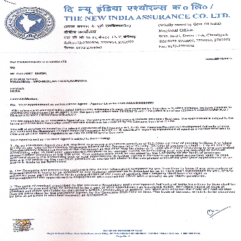 KRISHANA FINANCE SERVICE | New India Assurance Certificate