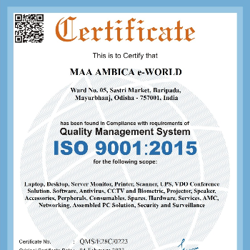 MAA AMBICA E WORLD | WE ARE ISO CERTIFIED