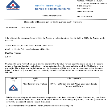 JAUHARI JEWELLERS | Hallmark Certificate
