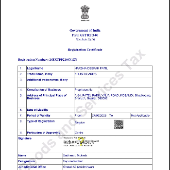 KHUSHI CAKES | GST Registration