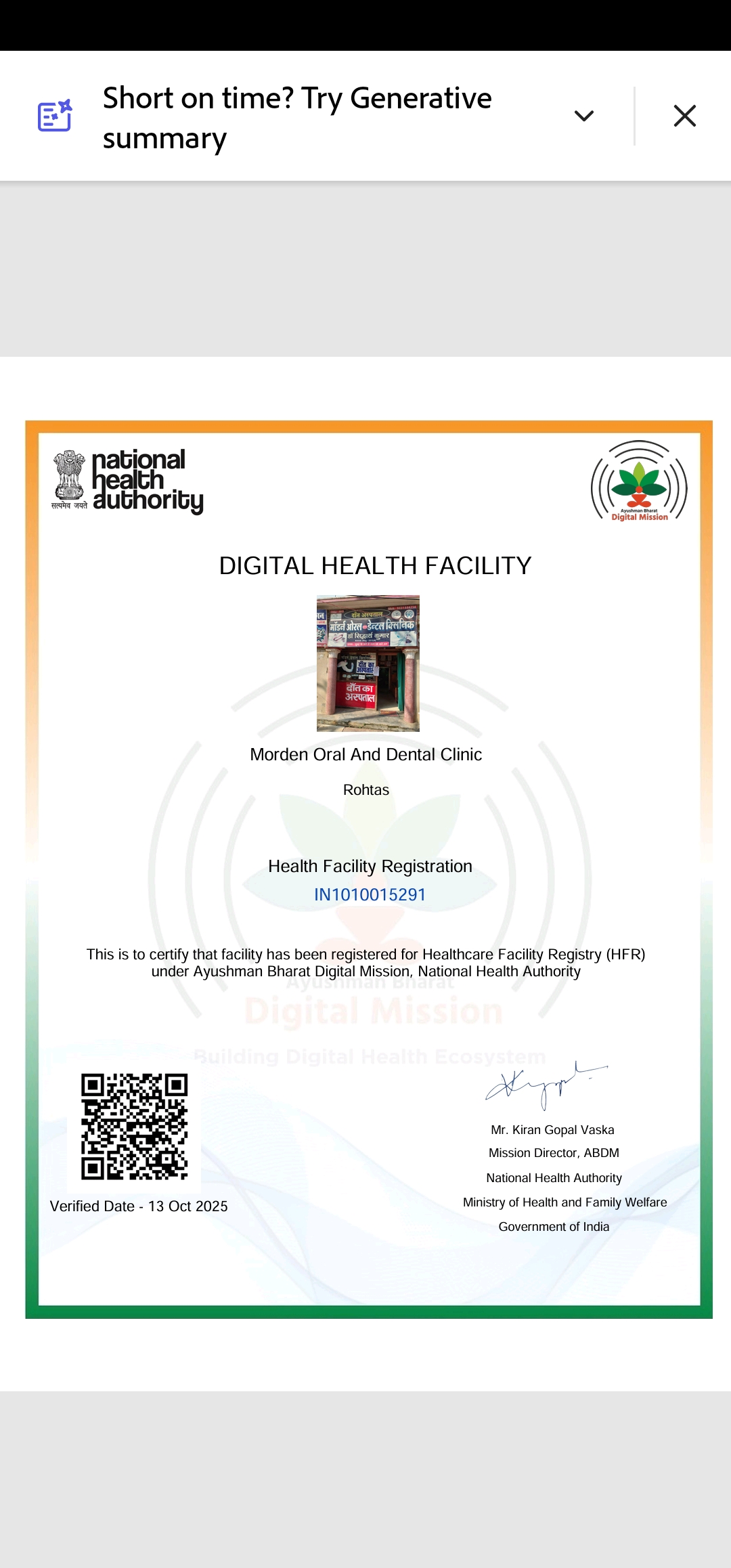 MODERN ORAL AND DENTAL CLINIC | Health Facility:ABDM Verified