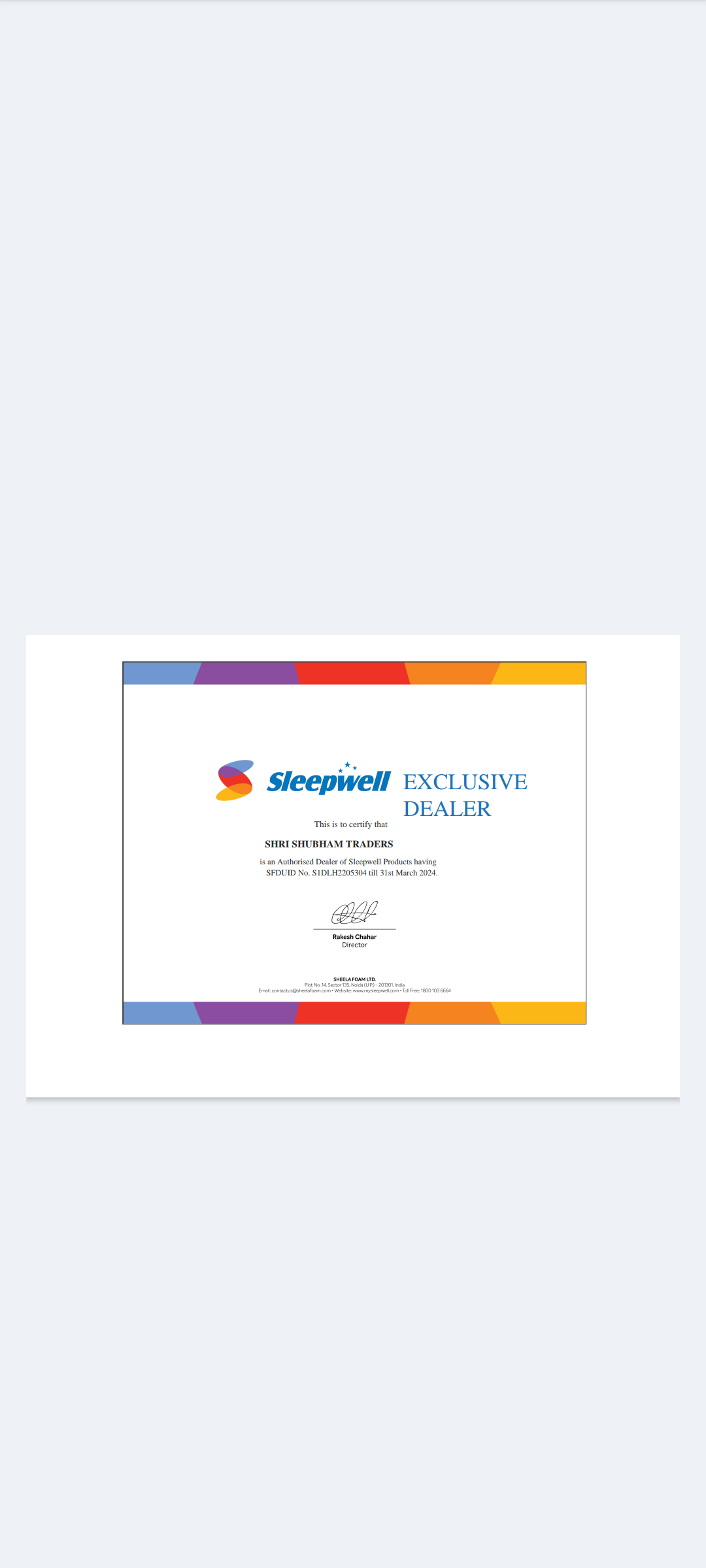 SHRI SHUBHAM TRADERS | Sleepwell mattress dealership