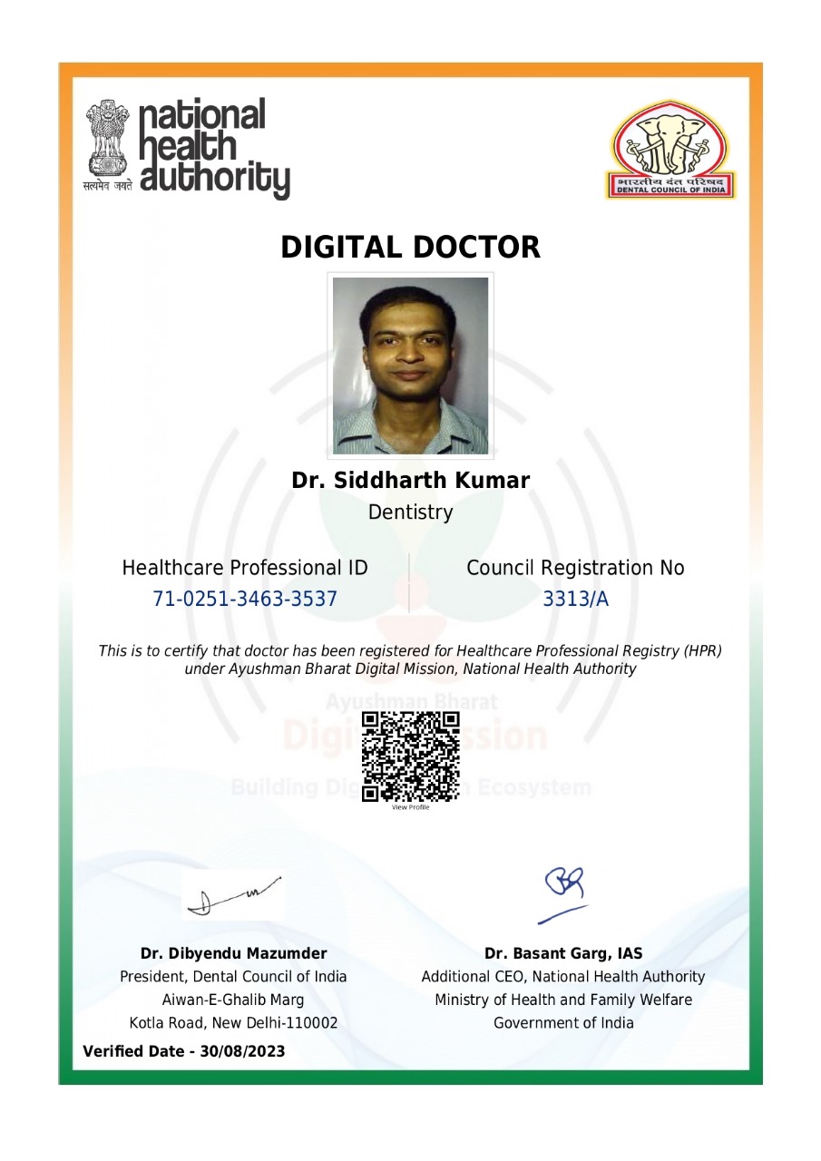 MODERN ORAL AND DENTAL CLINIC | ABDM NHA Certificate