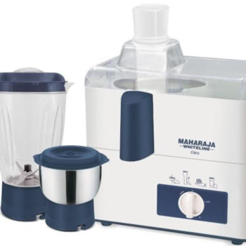 MAHARAJA WHITELINE CLEO (JX-115) 450 W Juicer Mixer Grinder (2 Jars, White, Blue-https://s3.ap-south-1.amazonaws.com/prod-media-vyaparify-com/vcards/products/115837/product_1736586000.png Image