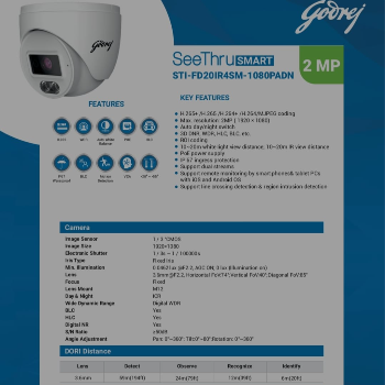  Godrej seethru smart 2mp ip dome NEHA SECURITY NEAR HYDLE COLONY PANNUGANJ ROAD, ROBERTSGANJ, Uttar Pradesh, 231216