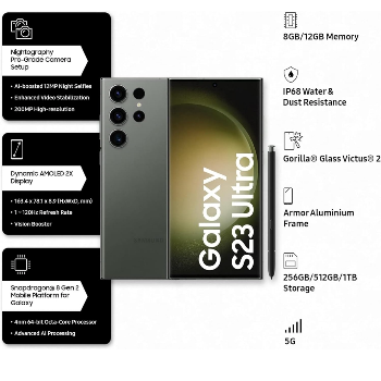 Samsung Galaxy S23 Ultra 5G AI Smartphone (Green, 12GB, 256GB Storage)-https://s3.ap-south-1.amazonaws.com/prod-media-vyaparify-com/vcards/products/136602/product_1739144407_67a93cd7de4ec.png Image