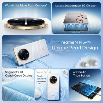 realme 14 Pro+ 5G (Pearl White, 8GB RAM, 256GB Storage) | 6.83" Curved AMOLED Display | 50MP Sony IM-https://s3.ap-south-1.amazonaws.com/prod-media-vyaparify-com/vcards/products/136605/product_1739145812_67a94254b053f.png Image