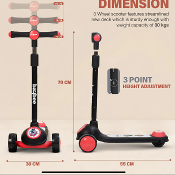 Baybee Cruze Pro Kick Scooter for Kids | Foldable Kids Scooter with 3 Height Adjustable Handle & Bra-https://s3.ap-south-1.amazonaws.com/prod-media-vyaparify-com/vcards/products/139441/product_1739432526_67ada24e93296.png Image