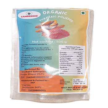  ORGANIC HALDI  POWDER SHIV SHAKTI ENTERPRISES KHASARA NO 201/2/1/2 GRAM RAPADIYA, Bhopal, Madhya Pradesh, 462047