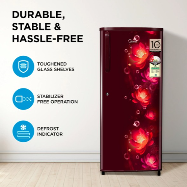 Midea 215L Direct Cool Refrigerator (2 Star, Wine Flower, Handle)-https://s3.ap-south-1.amazonaws.com/prod-media-vyaparify-com/vcards/products/217657/product_1746707055_681ca26f28784.png Image