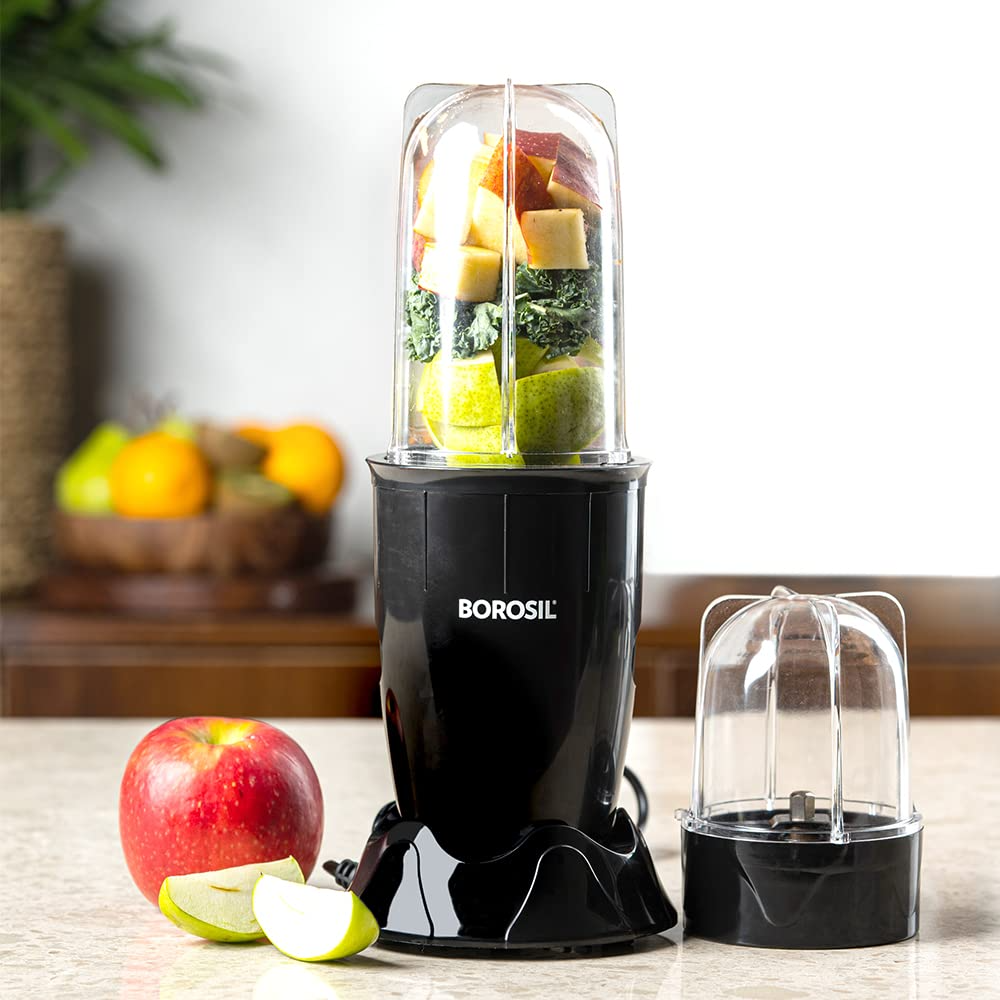 Borosil Plastic Nutrifresh Pb31 Portable Mini-Blender & Grinder, 500 Ml Blending Jar, 300 Ml Chutney Jar, For Blending Smoothies & Chutneys, Dry Grinding Spices, Black, 400W-https://s3.ap-south-1.amazonaws.com/prod-media-vyaparify-com/vcards/products/229015/product_1747204980_68243b7462753.png Image