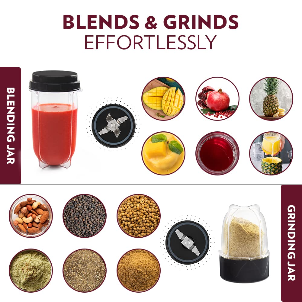 Borosil Plastic Nutrifresh Pb31 Portable Mini-Blender & Grinder, 500 Ml Blending Jar, 300 Ml Chutney Jar, For Blending Smoothies & Chutneys, Dry Grinding Spices, Black, 400W-https://s3.ap-south-1.amazonaws.com/prod-media-vyaparify-com/vcards/products/229018/product_1747204980_68243b74c0a2c.png Image