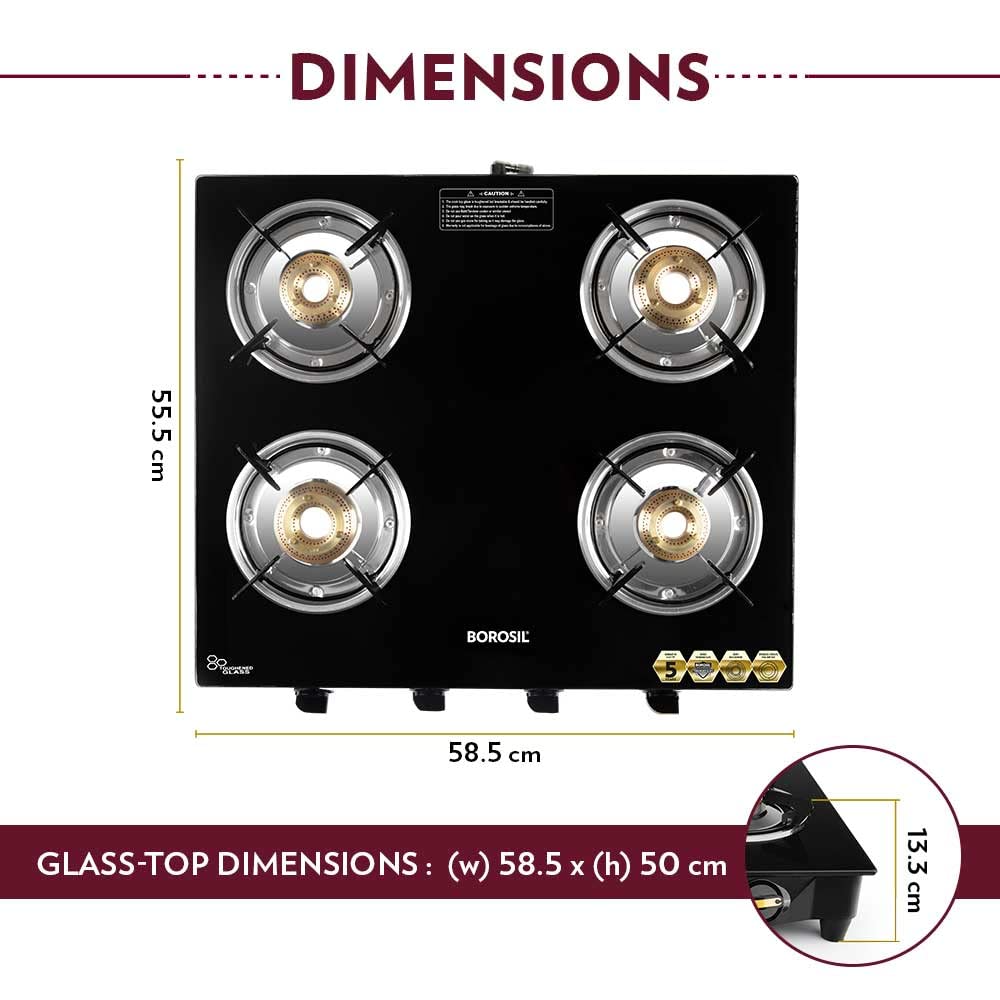 Borosil Blaze Glass-top Gas Stove, 4 Burners 6mm Toughened Glass, Heavy Brass Burners(2 years product warranty, 5 years Glass Top Warranty)-https://s3.ap-south-1.amazonaws.com/prod-media-vyaparify-com/vcards/products/229092/product_1747206368_682440e0c396f.png Image