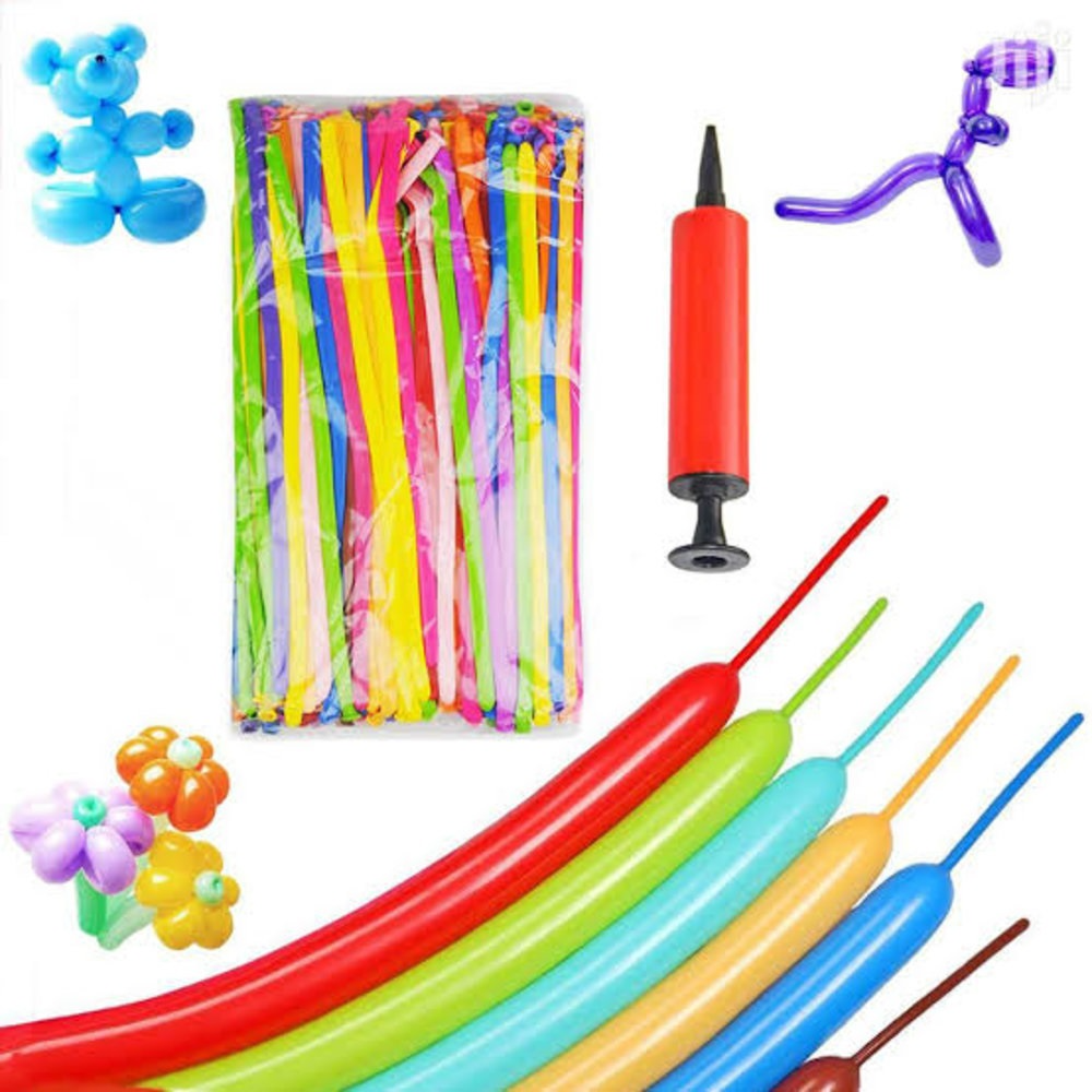 Long Balloons With Pump (100pc in 1 pkt) KAKDI BALLOON-https://s3.ap-south-1.amazonaws.com/prod-media-vyaparify-com/vcards/products/231256/product_1747235421_6824b25d41ada.png Image