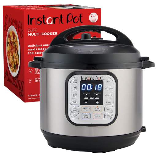 Instant Pot Duo 6 Litre, Stainless Steel 7-in-1 Electric Pressure Cooker, Outer Lid, Slow Cooker, Rice Cooker, Steamer, Saute, Yogurt Maker, And Warmer, 6 Litre, Silver-https://s3.ap-south-1.amazonaws.com/prod-media-vyaparify-com/vcards/products/236070/product_1747407381_682752153f7b5.png Image