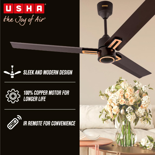 USHA AeroEdge Plus 1200mm BLDC Ceiling Fan with IR Remote | LED Indicator | BEE 5 Star Rated Energy Efficient | 100% Copper Motor | High Air Delivery 220CMM | 2 Year Warranty | (Smoke Brown)-https://s3.ap-south-1.amazonaws.com/prod-media-vyaparify-com/vcards/products/241062/product_1747574288_6829de1097dbc.png Image