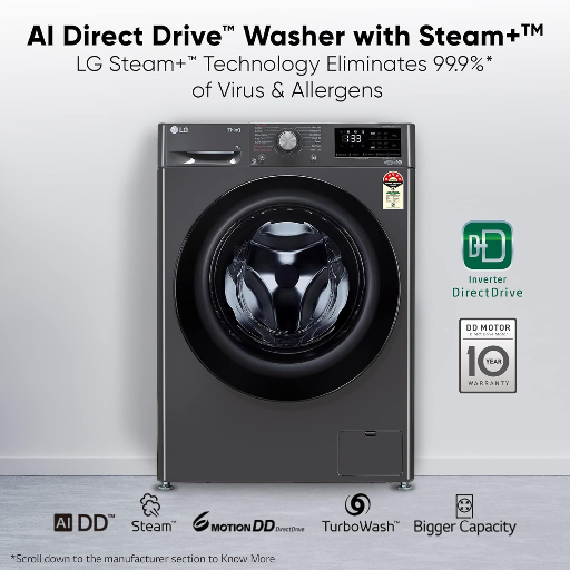 LG 7 Kg 5 Star Inverter Wi-Fi Fully-Automatic Front Load Washing Machine Appliance with In-Built Heater (FHV1207Z4M, Middle Black, AI DD Technology & Steam for Hygiene Wash)-https://s3.ap-south-1.amazonaws.com/prod-media-vyaparify-com/vcards/products/243355/product_1747663224_682b3978dfbb7.png Image