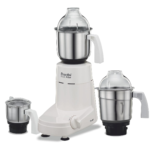 Preethi Eco Plus MG-138 110V, 550 Watt Mixer Grinder with 3 Jars (0.4L Chutney grinding Jar + 1.0L dry grinding Jar + 1.5L Wet grinding Jar, Stainless Steel) with 5 Yrs Motor warranty, White-https://s3.ap-south-1.amazonaws.com/prod-media-vyaparify-com/vcards/products/250746/product_1747917756_682f1bbc93435.png Image