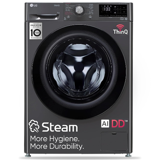 LG 9 Kg 5 Star Wi-Fi Inverter AI Direct-Drive Touch Panel Fully Automatic Front Load Washing Machine (FHV1409Z4M, Steam for Hygiene, In-Built Heater, 6 Motion DD, Middle Black)-https://s3.ap-south-1.amazonaws.com/prod-media-vyaparify-com/vcards/products/256278/product_1748089860_6831bc04f1b32.png Image