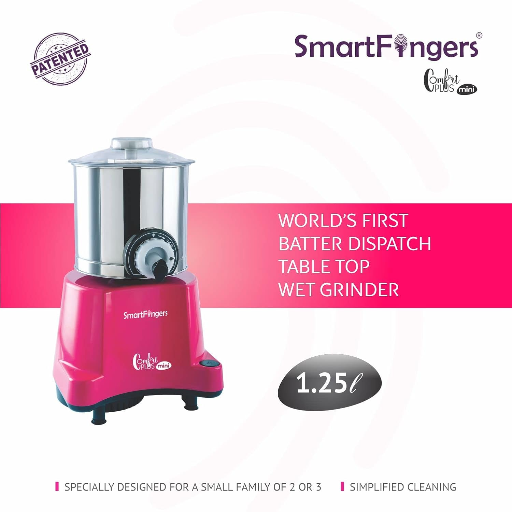 SmartFingers Comfort Plus Mini Table Top Wet Grinder 1.25 Liter, Pink With Atta Kneader-https://s3.ap-south-1.amazonaws.com/prod-media-vyaparify-com/vcards/products/256385/product_1748099555_6831e1e30c126.png Image