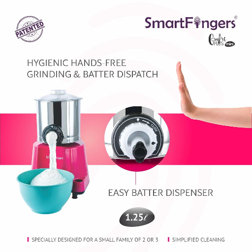 SmartFingers Comfort Plus Mini Table Top Wet Grinder 1.25 Liter, Pink With Atta Kneader-https://s3.ap-south-1.amazonaws.com/prod-media-vyaparify-com/vcards/products/256386/product_1748099555_6831e1e31dceb.png Image
