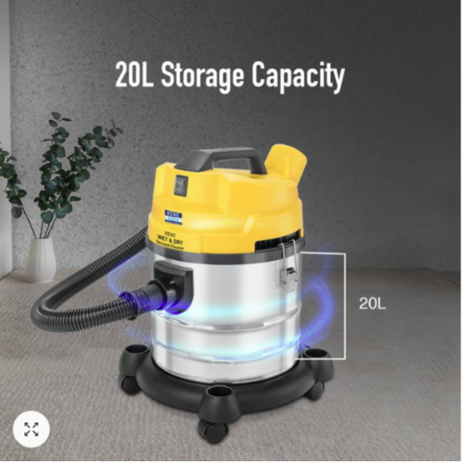 KENT Wet and Dry Vacuum Cleaner KSL 612|1200 W|Blower Function|Flexible hose|Extension tube|Crevice tool|Floor brush|Wet brush| Filter bag|20L Stainless steel body|Rubberized Wheels|Metallic Silver-https://s3.ap-south-1.amazonaws.com/prod-media-vyaparify-com/vcards/products/256396/product_1748100096_6831e400e50d6.png Image