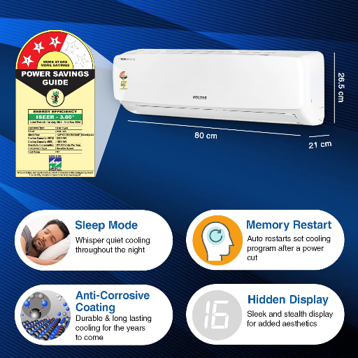 Voltas 1 Ton 3 Star, Inverter Split Air Conditioner(Copper, 4-in-1 Adjustable Mode, Anti-dust Filter, 2024 Model, 123V Vectra Elegant, White)-https://s3.ap-south-1.amazonaws.com/prod-media-vyaparify-com/vcards/products/256410/product_1748100636_6831e61c2796b.png Image