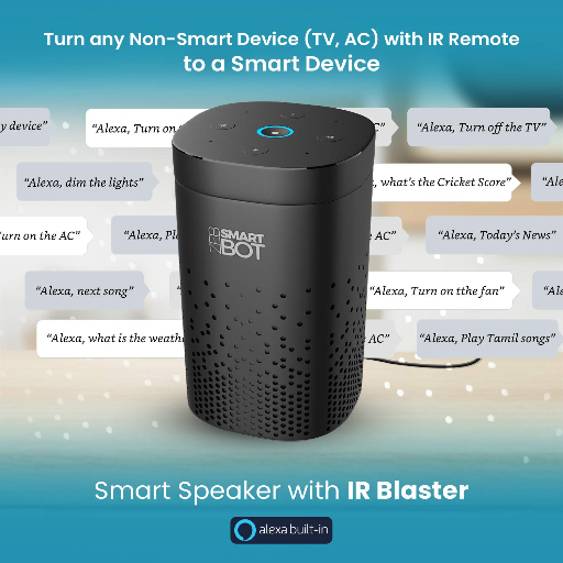 Zebronics Zeb-Smart Bot 5W Wi-Fi Smart Speaker with Ir Blaster, Alexa Built-in, Works with iOS and Android Smartphones (Black)-https://s3.ap-south-1.amazonaws.com/prod-media-vyaparify-com/vcards/products/256604/product_1748159251_6832cb1322648.png Image