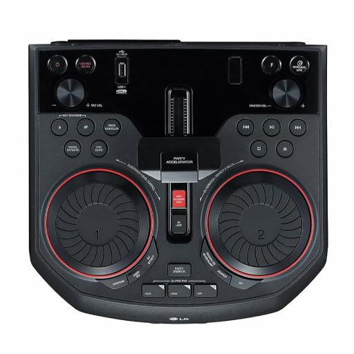 LG OK55 500W, for Karaoke Playback, Recording, Echo Effects and Vocal Effects, DJ Effects, DJ Wheel, DJ Loop, Party Thruster, DJ Pad and Multi-Color Lighting, Bass Blast, XBOOM App (Black)-https://s3.ap-south-1.amazonaws.com/prod-media-vyaparify-com/vcards/products/258935/product_1748260525_683456adab170.png Image