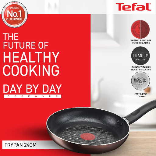 Tefal Day by Day Non Stick Frypan, Smart Thermo Signal Temperature Indicator Technology, Titanium Coating, Black, DDFP-24cm-https://s3.ap-south-1.amazonaws.com/prod-media-vyaparify-com/vcards/products/258950/product_1748260873_683458090d576.png Image