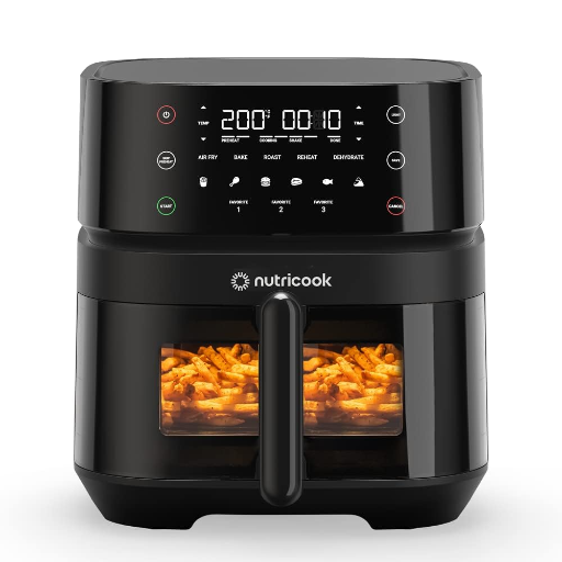 Nutricook Air Fryer, Touch Control Panel, Cook with Little or No Oil, 10 Preset Functions, 1500 Watts, 2 Years Warranty (5.7L VIsion Black)-https://s3.ap-south-1.amazonaws.com/prod-media-vyaparify-com/vcards/products/261340/product_1748357718_6835d2563ec1b.png Image