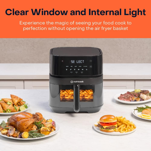 Nutricook Air Fryer, Touch Control Panel, Cook with Little or No Oil, 10 Preset Functions, 1500 Watts, 2 Years Warranty (5.7L VIsion Black)-https://s3.ap-south-1.amazonaws.com/prod-media-vyaparify-com/vcards/products/261341/product_1748357718_6835d2564f124.png Image