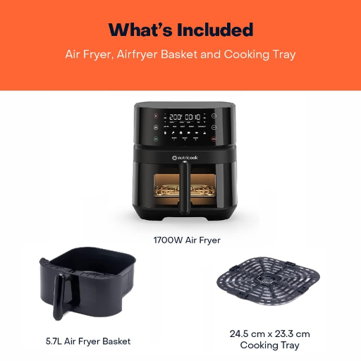Nutricook Air Fryer, Touch Control Panel, Cook with Little or No Oil, 10 Preset Functions, 1500 Watts, 2 Years Warranty (5.7L VIsion Black)-https://s3.ap-south-1.amazonaws.com/prod-media-vyaparify-com/vcards/products/261343/product_1748357718_6835d2568dee4.png Image