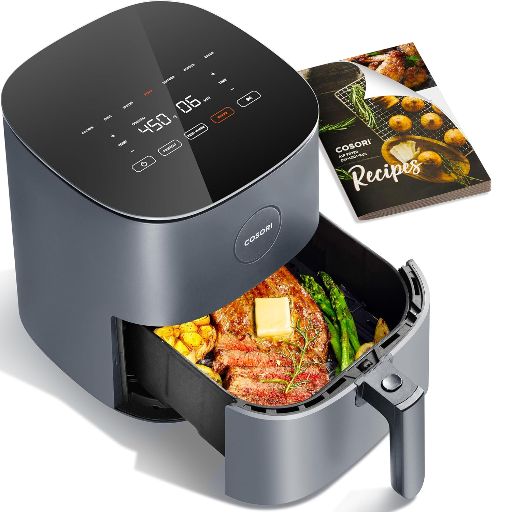 COSORI Air Fryer 5 QT (4.7 Litre) Black, 1500W Fast Cooking 9 Preset Menu, 30 Recipes Cookbook, Grill, Broil, Roast, Toast, Bake, Reheat, Defrost, Digital Touch Panel (CAF-L501)-https://s3.ap-south-1.amazonaws.com/prod-media-vyaparify-com/vcards/products/261344/product_1748357937_6835d331d10e1.png Image