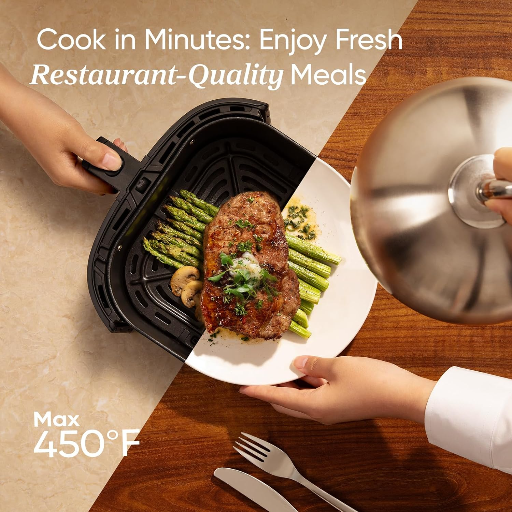 COSORI Air Fryer 5 QT (4.7 Litre) Black, 1500W Fast Cooking 9 Preset Menu, 30 Recipes Cookbook, Grill, Broil, Roast, Toast, Bake, Reheat, Defrost, Digital Touch Panel (CAF-L501)-https://s3.ap-south-1.amazonaws.com/prod-media-vyaparify-com/vcards/products/261346/product_1748357938_6835d33215ac8.png Image