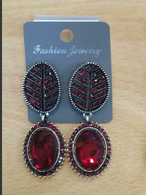 Red Stone Jewel Earrings-https://s3.ap-south-1.amazonaws.com/prod-media-vyaparify-com/vcards/products/27918/Rhinestone-Red-Jewel-Earrings.png Image