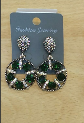  Green Stone Drop Earrings MEGHNA NOVELTIES 1161, Budhwar Peth, Tulshibag