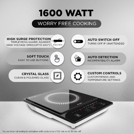 Preethi Indicook IC123 Induction Cooktop, 1600-Watt Electric Stove with Soft Touch Buttons and Crystal Glass (Black)-https://s3.ap-south-1.amazonaws.com/prod-media-vyaparify-com/vcards/products/296674/product_1750516977_6856c4f10441b.png Image