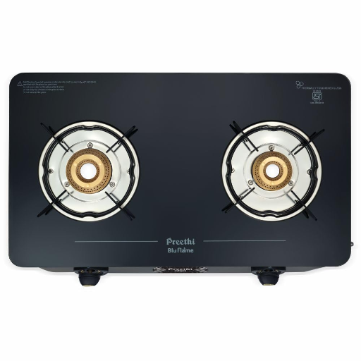 Preethi Alya Glass Top 2 Burner Gas Stove, Manual Ignition, Black with Bati Stand GTS411-https://s3.ap-south-1.amazonaws.com/prod-media-vyaparify-com/vcards/products/296678/product_1750517087_6856c55fec7c6.png Image