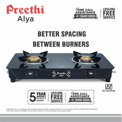 Preethi Alya Glass Top 2 Burner Gas Stove, Manual Ignition, Black with Bati Stand GTS411-https://s3.ap-south-1.amazonaws.com/prod-media-vyaparify-com/vcards/products/296679/product_1750517088_6856c5601a153.png Image
