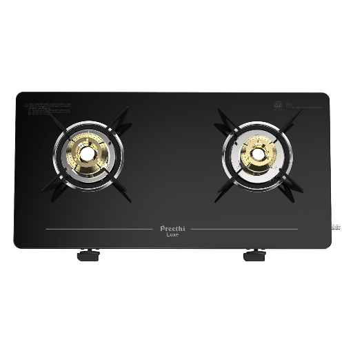 Preethi Luxe 2 Burner Glass Top Gas Stove With Driptray Less Infinity Design, 5 Year Warranty on Glass & Burner, Manual Design-https://s3.ap-south-1.amazonaws.com/prod-media-vyaparify-com/vcards/products/296683/product_1750517213_6856c5ddc7b04.png Image