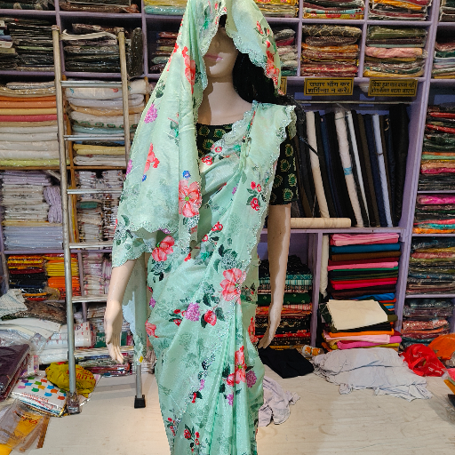  Digital print saree SATISH CHAND C O MAHAKAL SADI  AND VASTRA BHANDAR  GIRRAJ MARKET KUMHER TIRAHA NADBAI