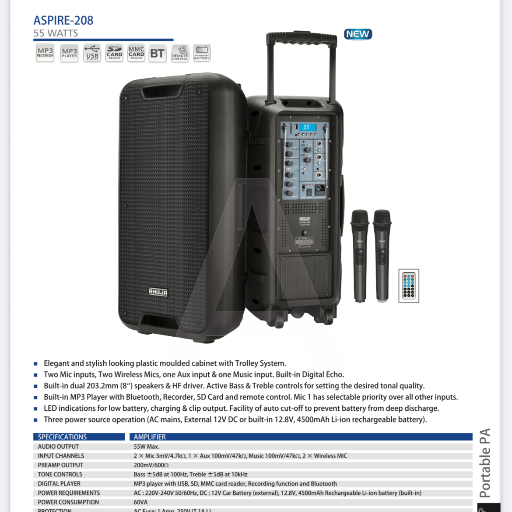  Ahuja ASPIRE 208(55watts) portable amplifier Pappu Radio And Watch Co Dogra Chowk, Jammu