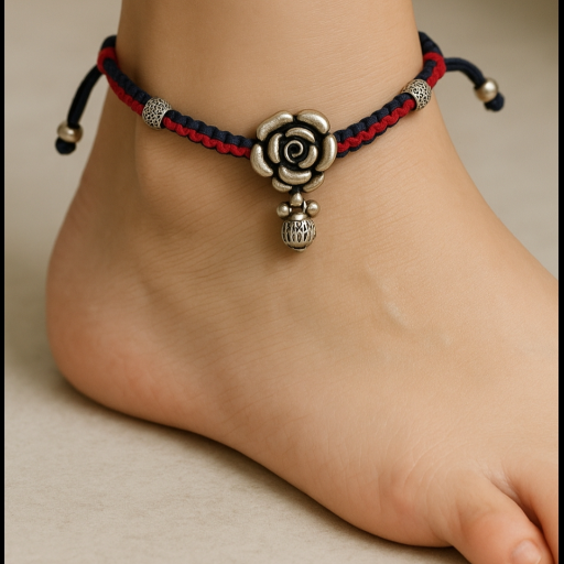  Antique Thread Silver Anklet AMBICA JEWELLERS Thaltej, Ahmedabad
