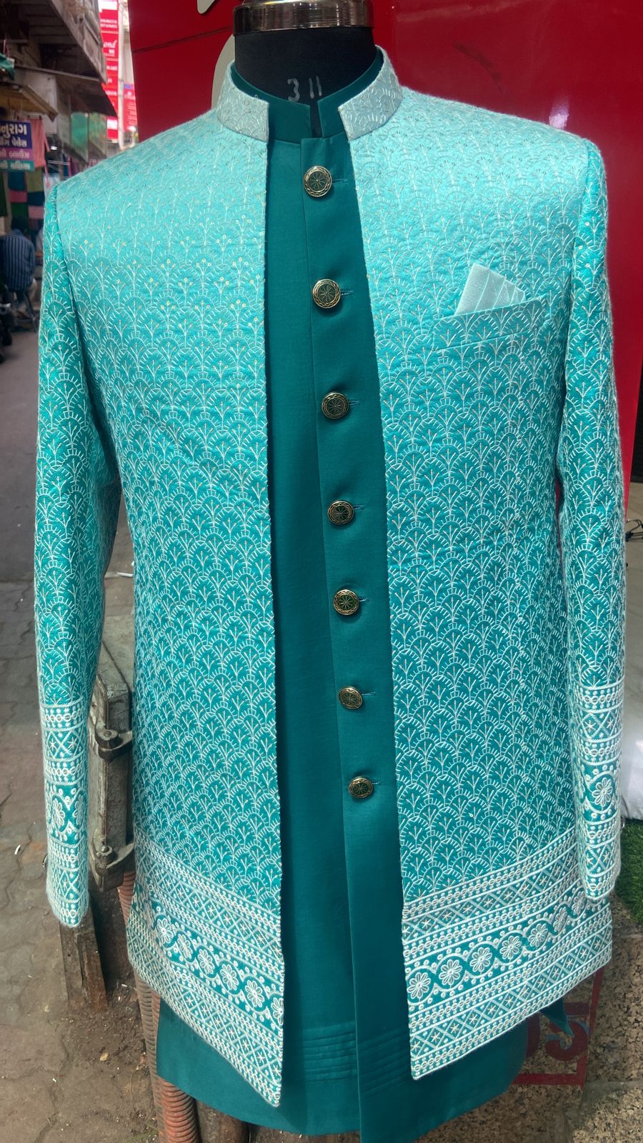 Peacock Green Indo Western with Mirror Work-https://s3.ap-south-1.amazonaws.com/prod-media-vyaparify-com/vcards/products/35699/Peacock-Green-Indo-Western-with-Mirror-Work.jpeg Image