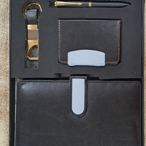  4 Pc set of Dairy, keychain, pen and card holder AMRAT FOUNTAIN PEN DEPOT 1979, Pushpkarna's Pole , Balahanuman Gandhi Road, Ahmedabad, Gujarat, 380001