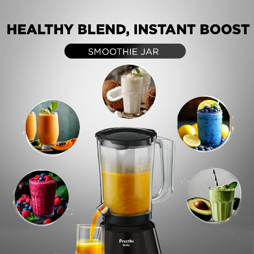 Preethi Boltz Mixer Grinder for Kitchen,4 Jars 1000 Watts Mixie3 Stainless Steel Jar & 1 Blender Jar-https://s3.ap-south-1.amazonaws.com/prod-media-vyaparify-com/vcards/products/369251/product_1759391022_68de2d2ea46e6.png Image
