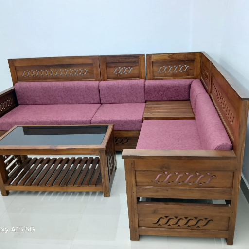  Teek wood corner sofa set LUXURY LIVING D NO 24 1 GROUNDFLOOR N S GRANDBUILDING OPP SREE CONVENTION HALL